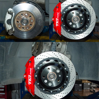 4-Kolben-Rennsattel VW Big Brake Kit 355 * 28 mm High Carbon Disc Racing und Bremsbeläge für Lamando 18-Zoll-Felge