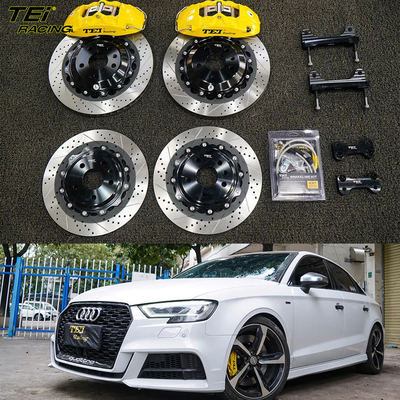 BBK Front 4 Pot Caliper 355x28mm Rotor und hinteren Upgrade 330mm Rotor Big Brake Kit Automatisches Bremssystem für Audi A3 17 Zoll